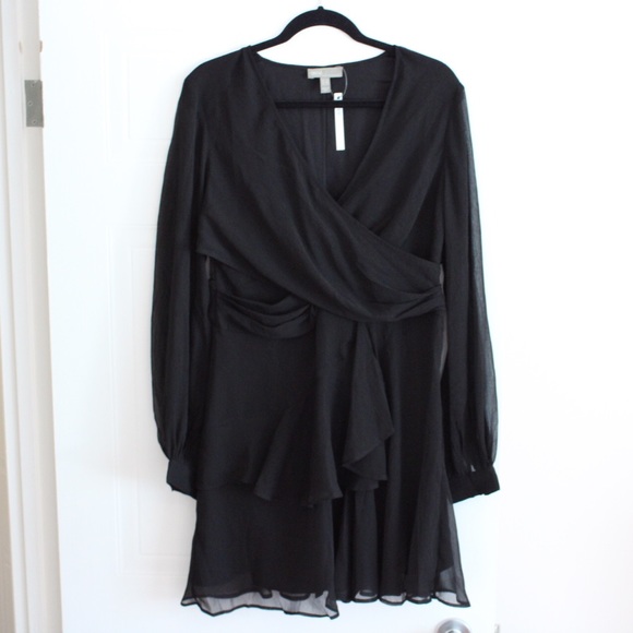 Black Short Wrap Dress - Picture 1 of 3